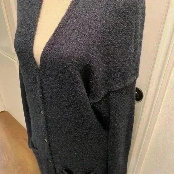 3 Dots Womens Long Black Cardigan buttons acrylic poly mohair wool blend  M - Picture 9 of 14